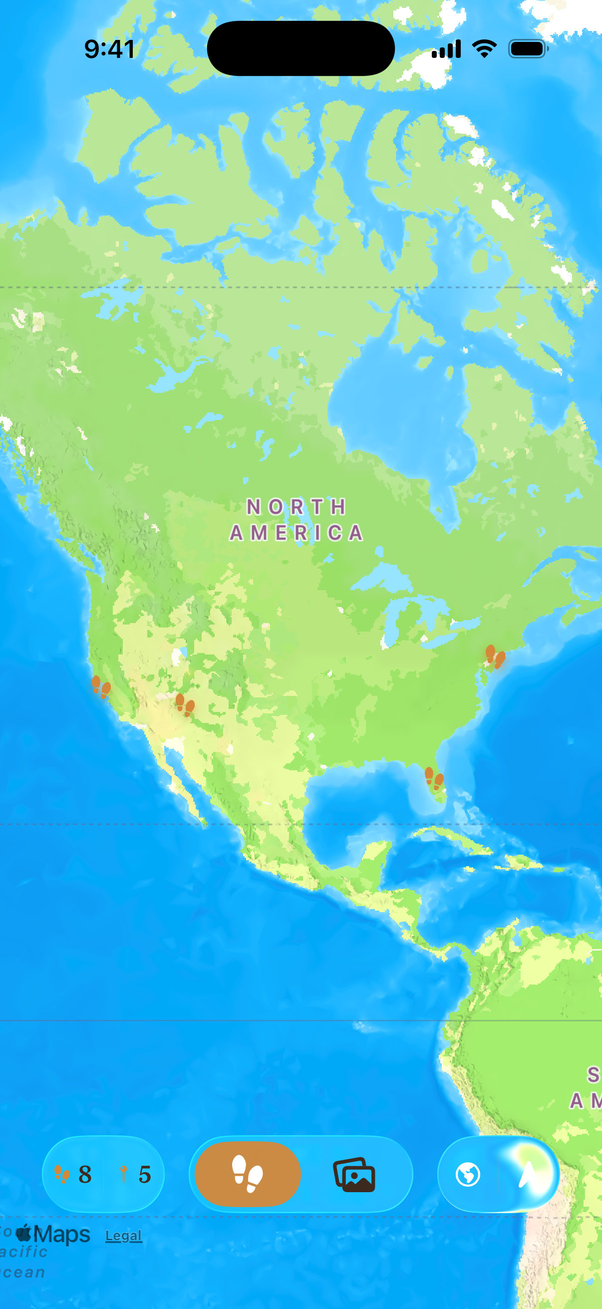 Lifefolio footprint map screen